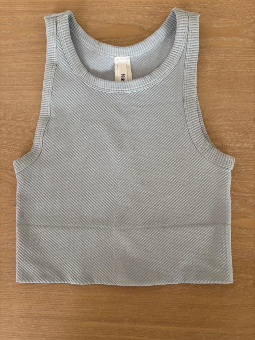 Nikibiki Pale Blue Ribbed Crop Tank - O/S